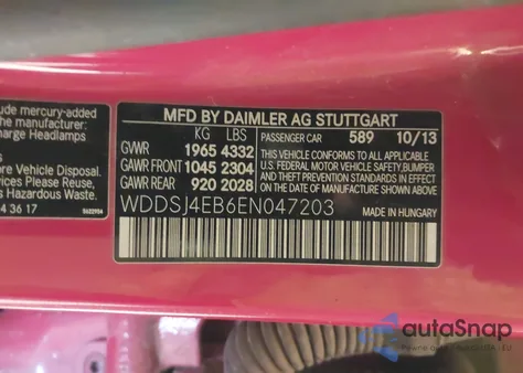 2014 Mercedes-Benz Cla 250 z USA, uszkodzony, nr VIN WDDSJ4EB6EN047203